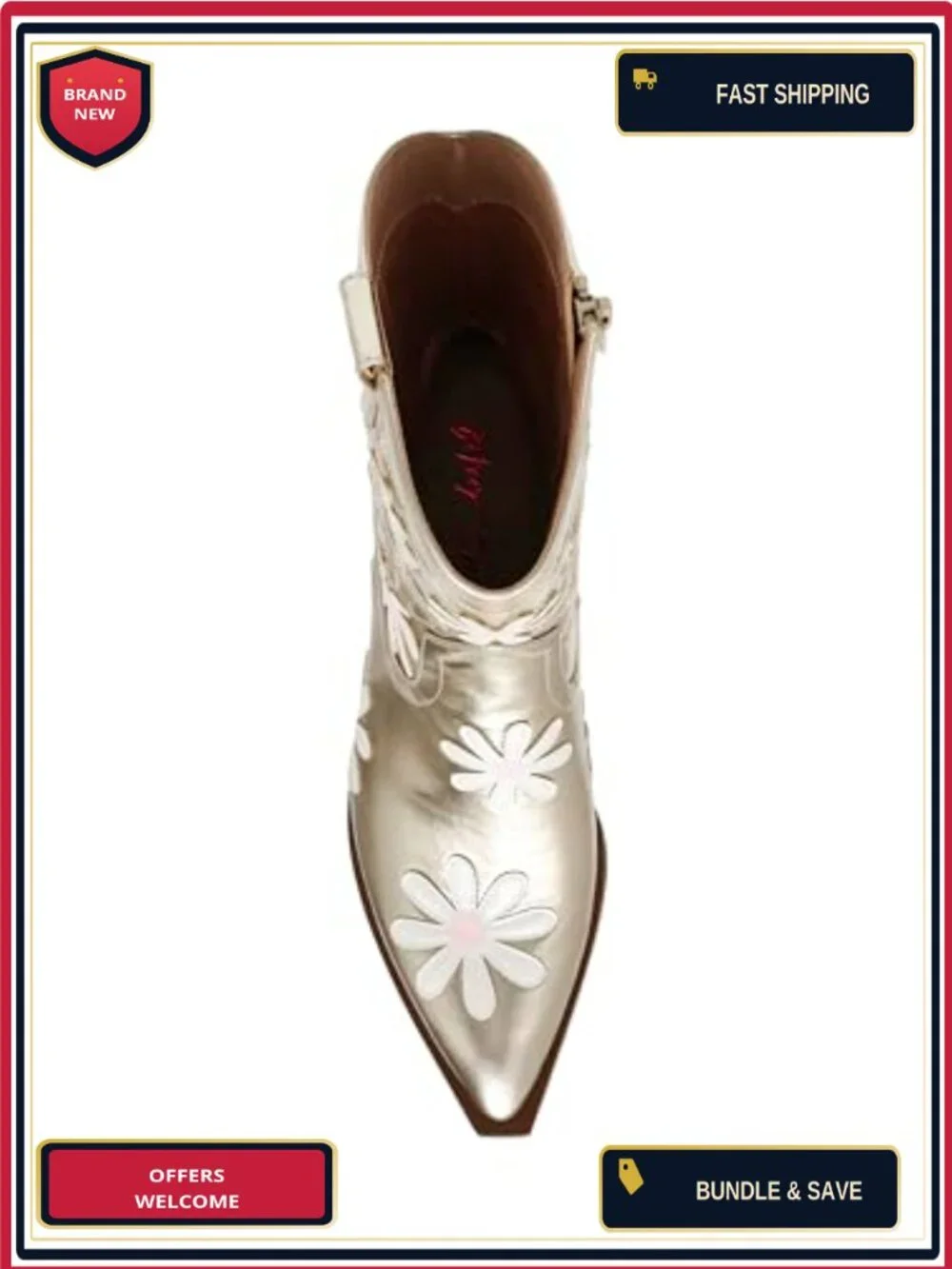 Betsey Johnson Women's Pointed Toe Western Bootie with Wood-Like Heel